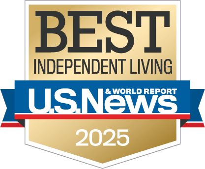 U.S. News 2025 Best Independent Living award badge honoring Arrow Senior Living communities for quality, lifestyle, and resident satisfaction.