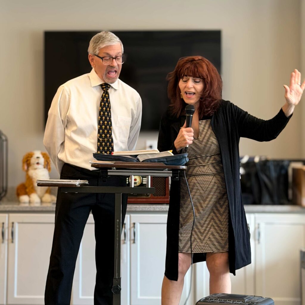 A man and woman give an exciting presentation at Vitalia North Royalton.